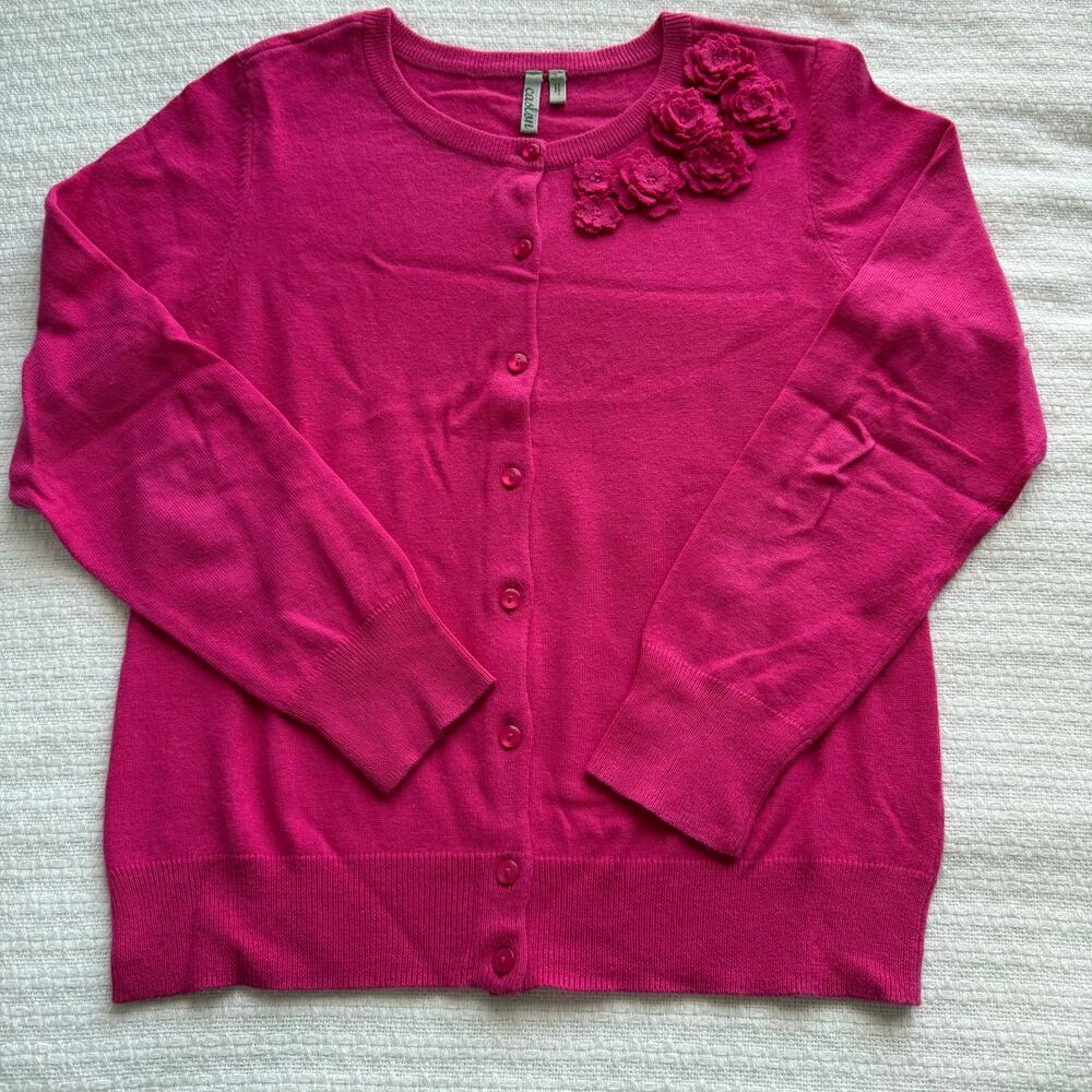 PL Caslon Fuchsia Cardigan with Floral Embellishment